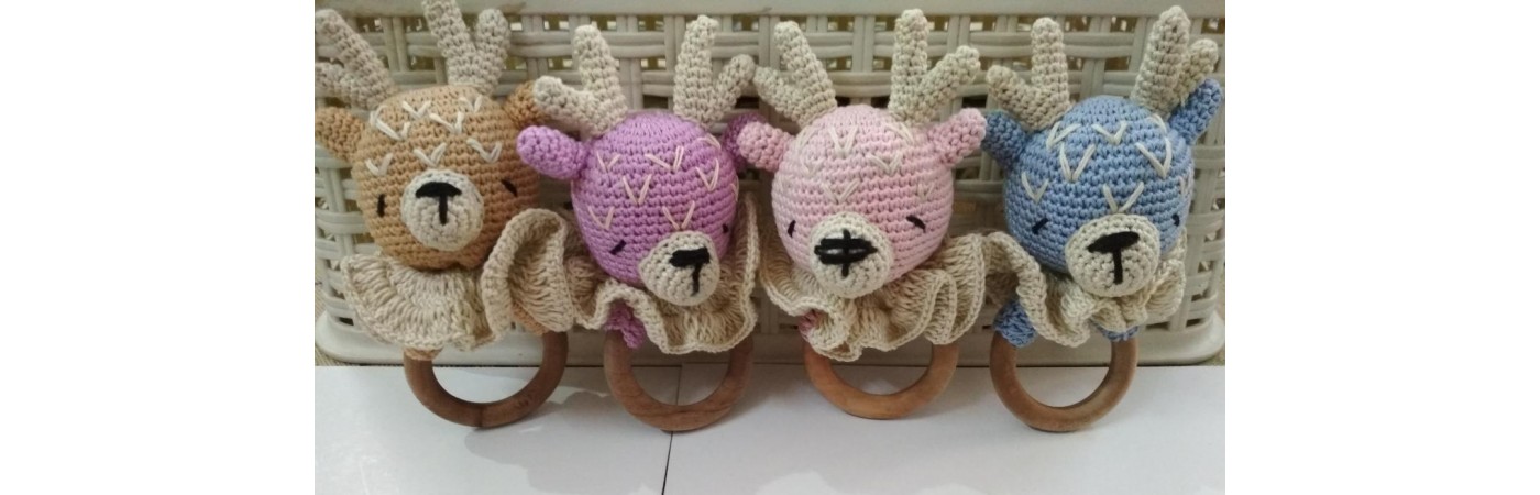  Amigurumi Handmade Crochet Rattle- Bear